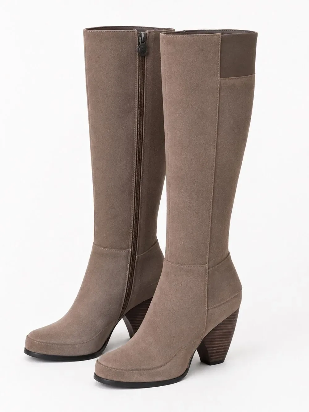 Max Studio Jasper Knee-High Suede Leather Boots in Taupe 5.5/6